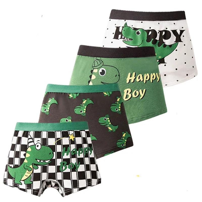 4-Pack Boys Dinosaur Cotton Boxer Shorts