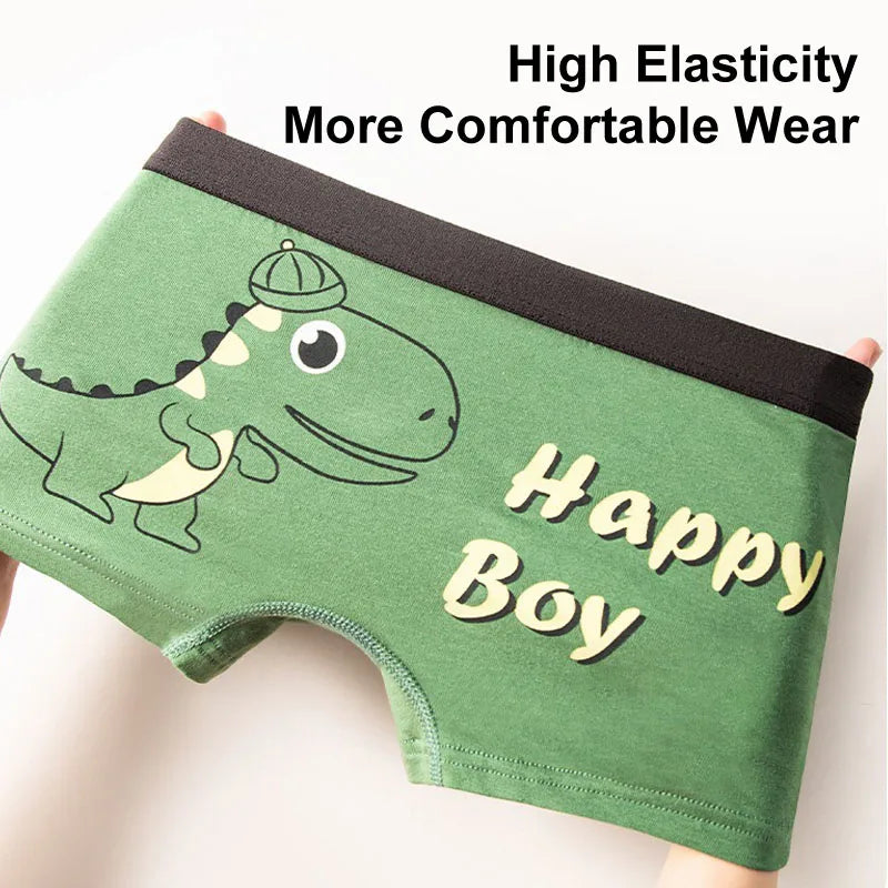4-Pack Boys Dinosaur Cotton Boxer Shorts