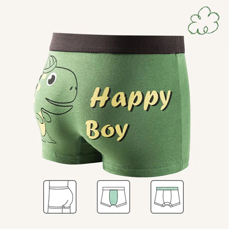 4-Pack Boys Dinosaur Cotton Boxer Shorts