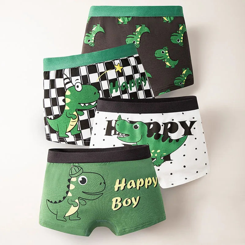 4-Pack Boys Dinosaur Cotton Boxer Shorts