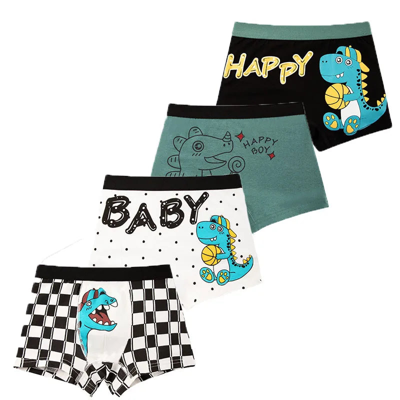 4-Pack Boys Dinosaur Cotton Boxer Shorts