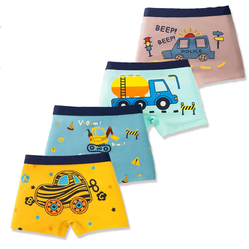 4-Pack Boys Dinosaur Cotton Boxer Shorts