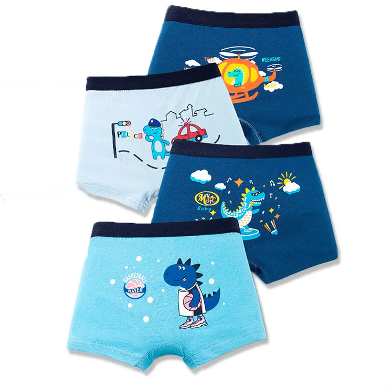 4-Pack Boys Dinosaur Cotton Boxer Shorts