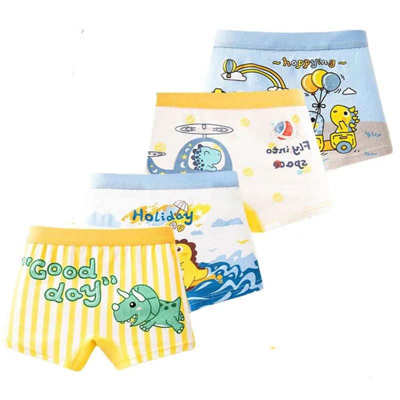 4-Pack Boys Dinosaur Cotton Boxer Shorts